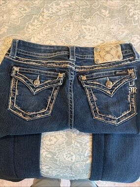 Miss Me Dark Blue Skinny Jeans with Embroidered Pocket